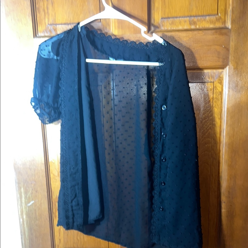 Elegant Navy Blue Lace Women's Top